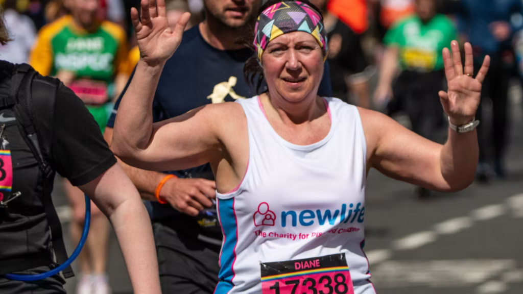 Picture shows female runner during a fundraising event for Newlife